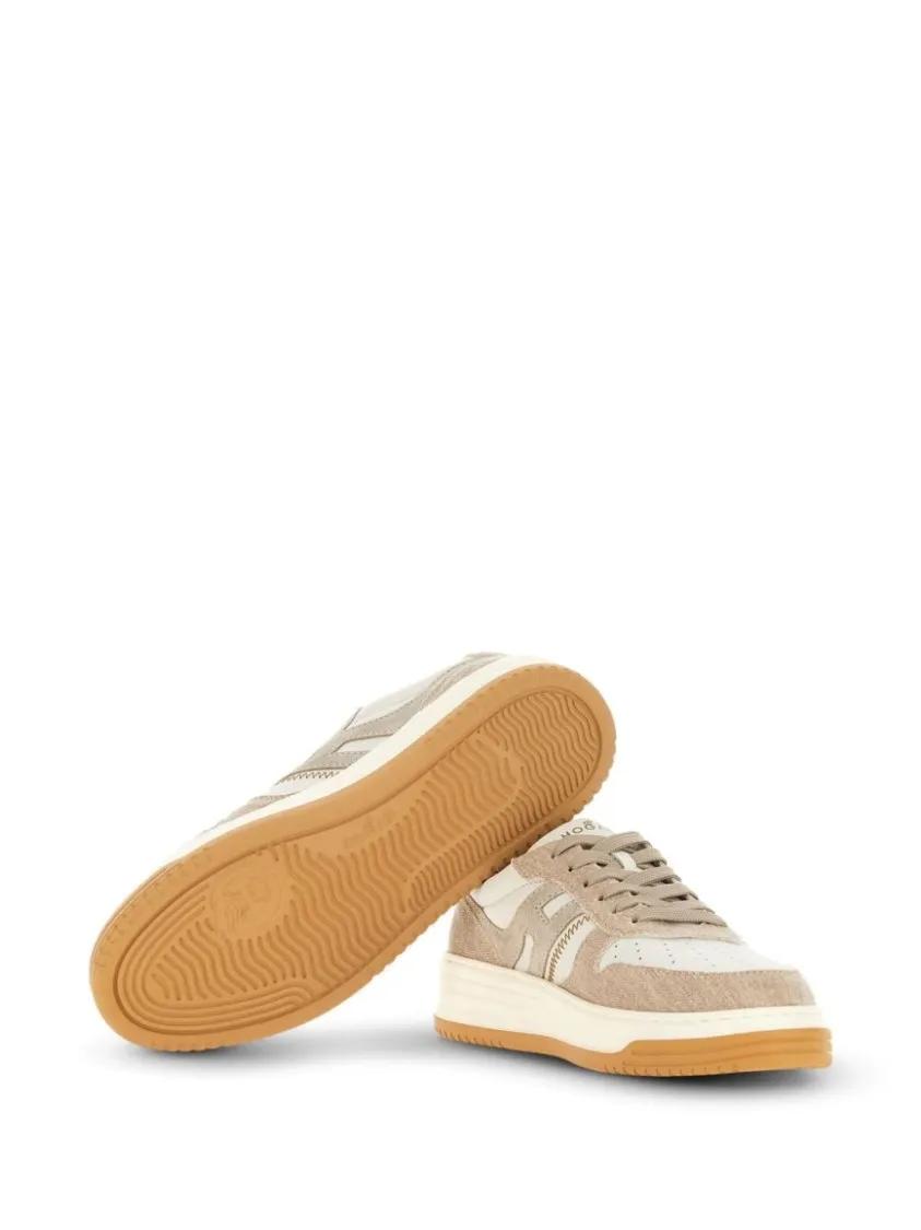 Thumbnail - Hogan Low-Top Sneaker - White/Beige Sneakers With Signature H Logo - Gr. 6 - in Beige - für Damen