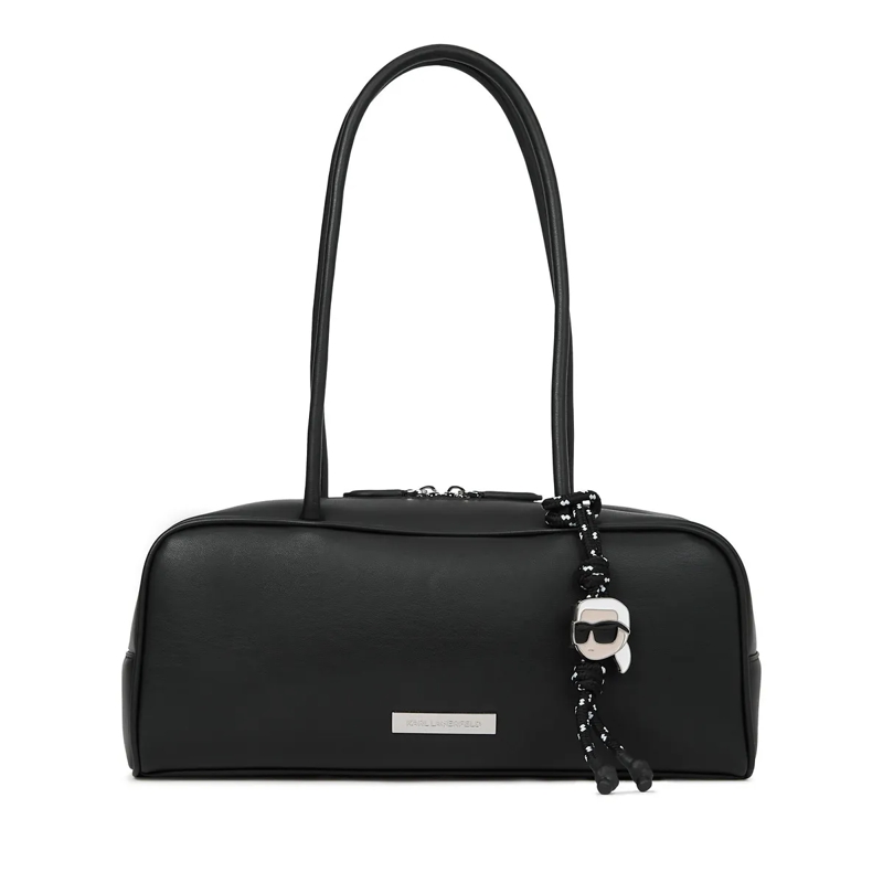 Karl Lagerfeld Schultertasche Ikon Glatte rechteckige Tasche Schultertasche schwarz