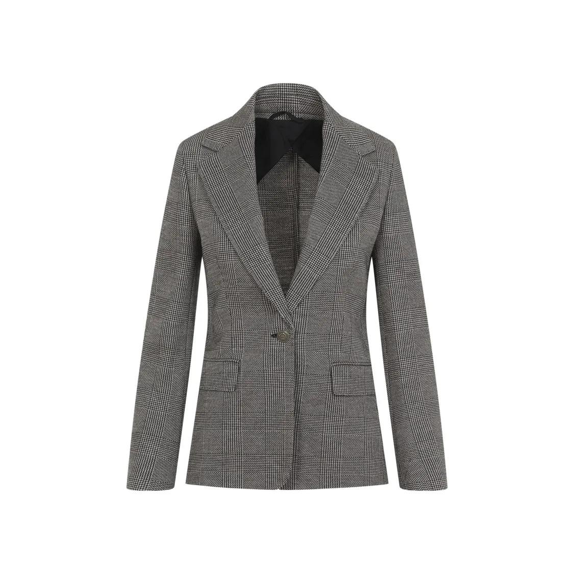 Max Mara - Pumice Grey Wool Muschio Prince Wales Jacket - Größe 38 - grau