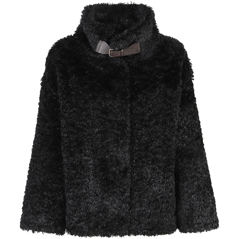 Herno Übergangsjacke Soft Faux Fur Coat Black schwarz