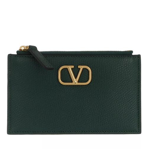 Valentino Garavani V Logo Signature Card Holder Leather Green Card Case