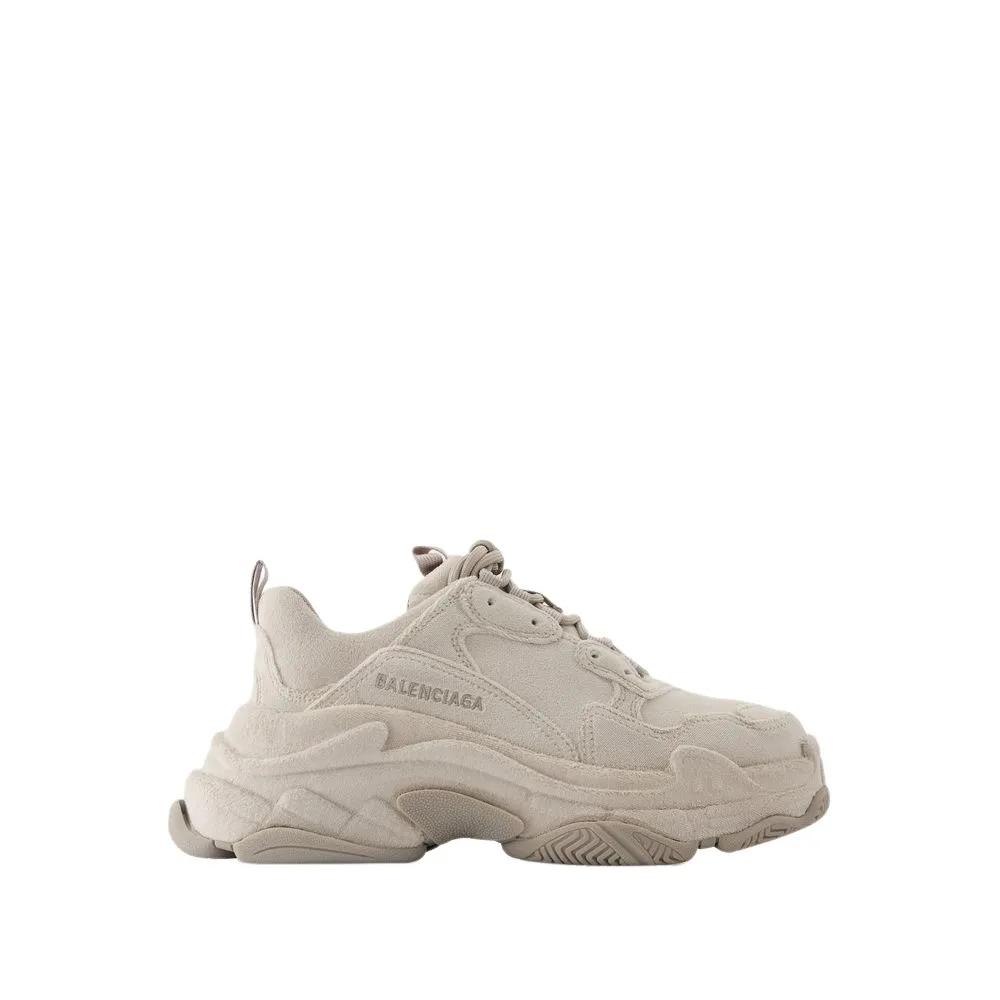 Balenciaga Low-Top Sneaker - Triple S Sneakers - Leather - Beige - Gr. 35 (EU) - in Grau - für Damen