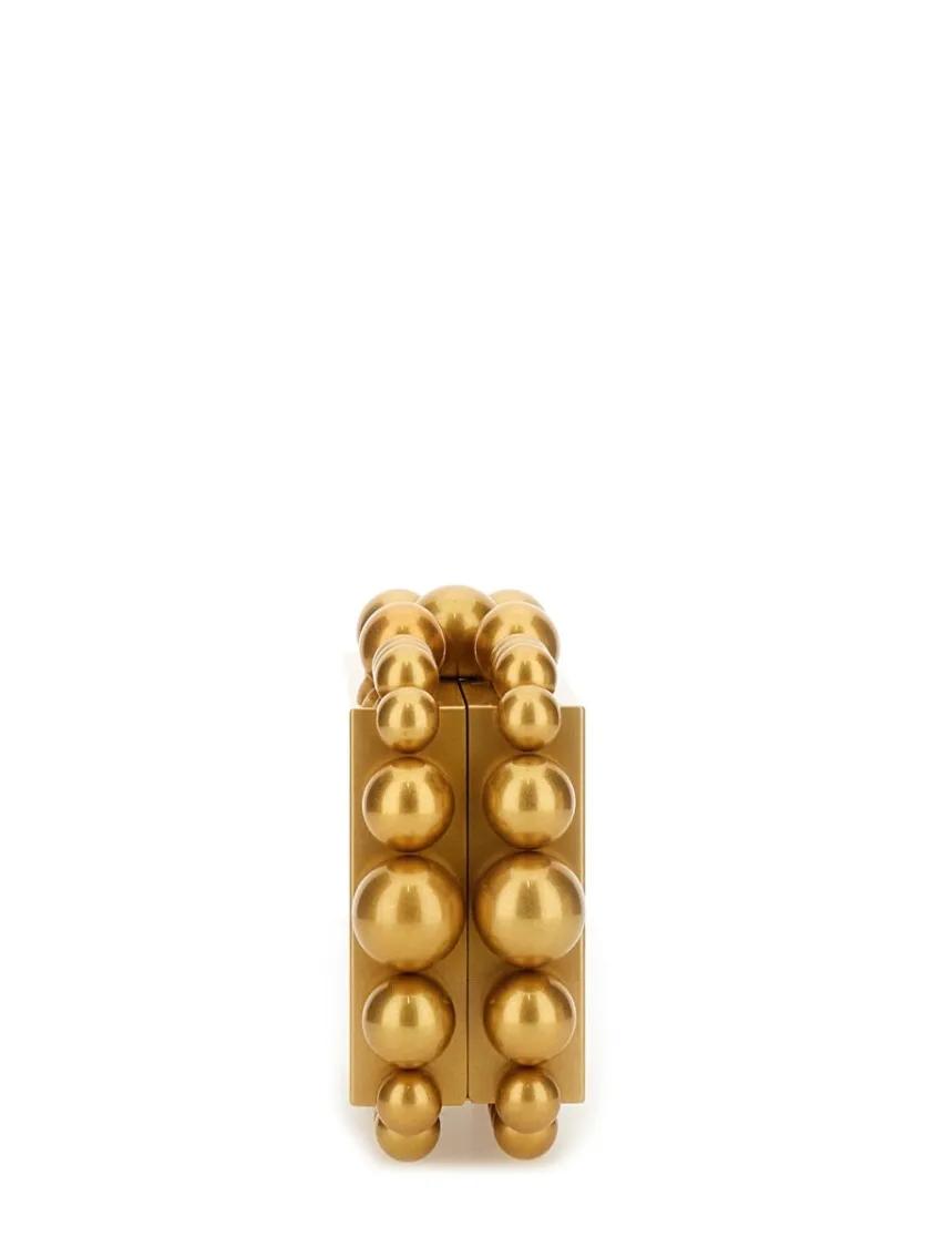 Cult Gaia Clutches Rectangular Gold Aluminum Eos Clutch in goud