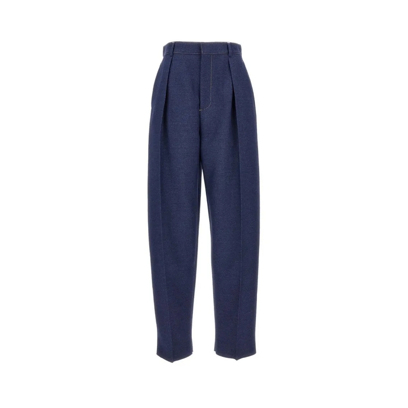 Bottega Veneta  Balloon Trousers With Pleats And Side Pockets Blue