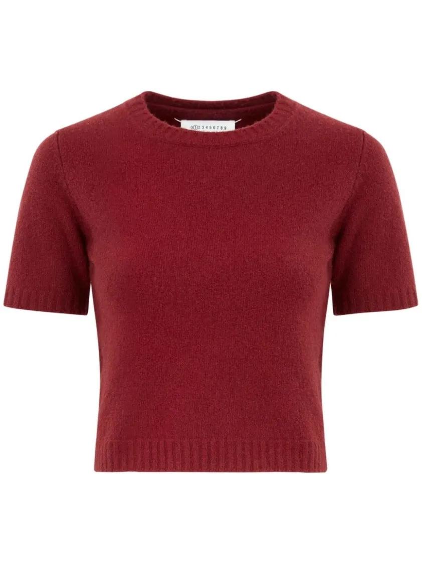 Maison Margiela - Cropped Wool Sweater - Größe M - rot