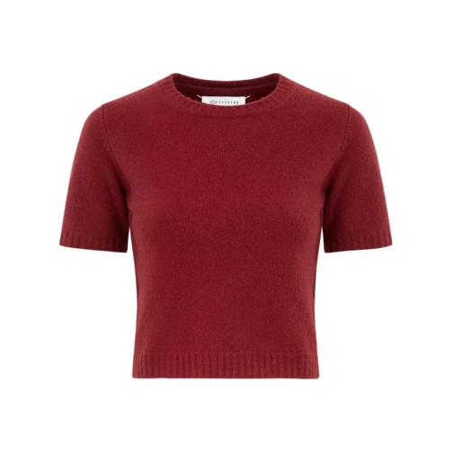 Maison Margiela Cropped Wool Sweater Burgundy Trui