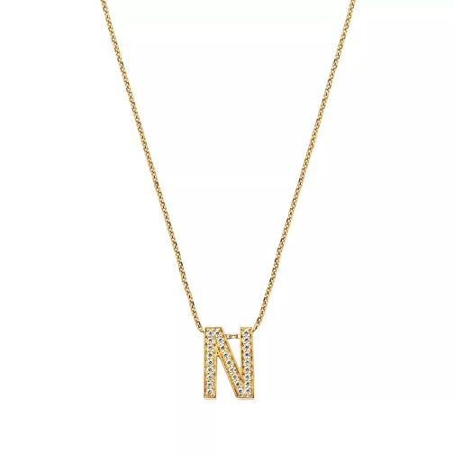 BELORO Necklace Letter N Zirconia Gold-Plated Kurze Halskette