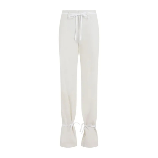 Lemaire Chalk White Cotton Straight Pants With Strings White 