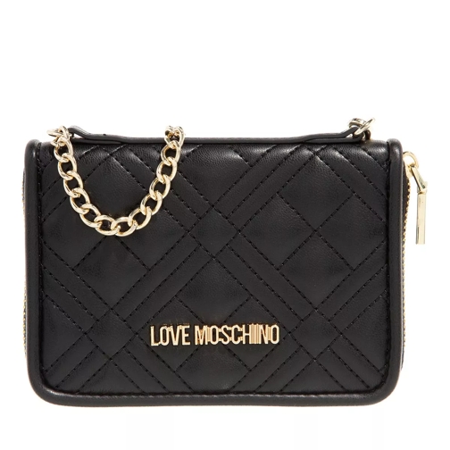 Love Moschino Bags Charms Quilt Pu  Nero Portemonnaie mit Zip-Around-Reißverschluss