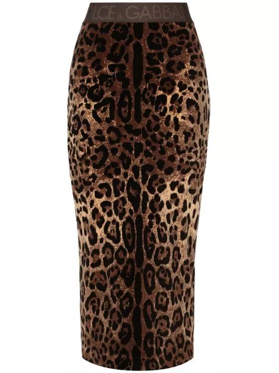Leopard Print Skirt Brown