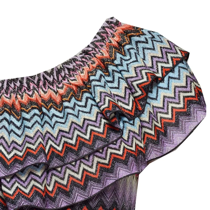 オールインワン・サロペット Missoni Multicolored Chevron Viscose One-Shoulder Short Short Missoni Viscose オールインワン・サロペット One-Shoulder Chevron Multicolored