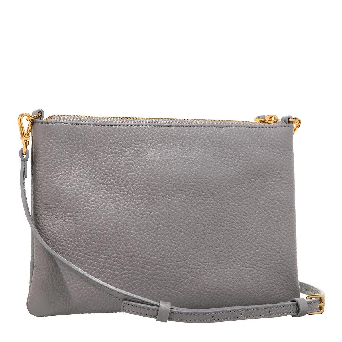 Coccinelle Grijze Pochette van Pebble-leer met Logo Gray Dames