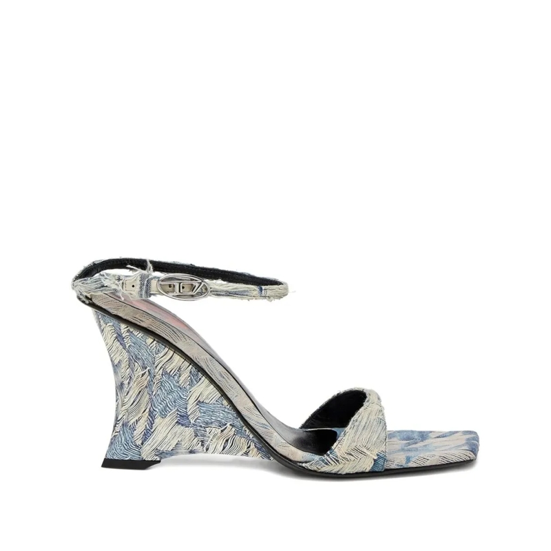 Diesel Sandalen Wedge Heel Ankle Strap Sandals Grey