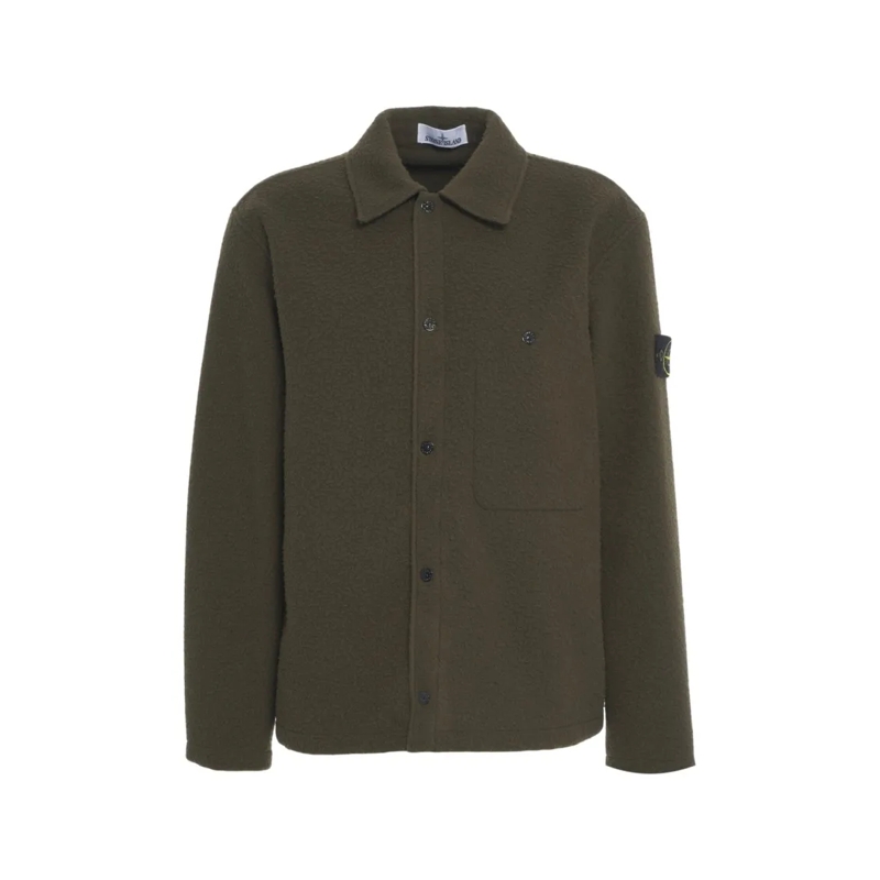 Stone Island  Textured Bouclé Overshirt Black