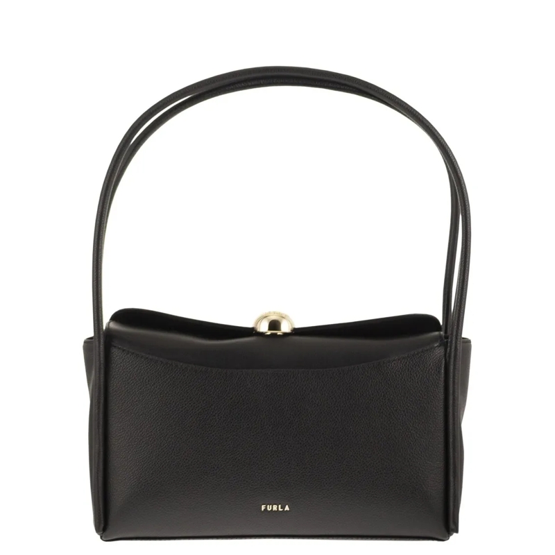 Furla Schultertasche Structured Calfskin Leather Satchel With Sfera Har Black