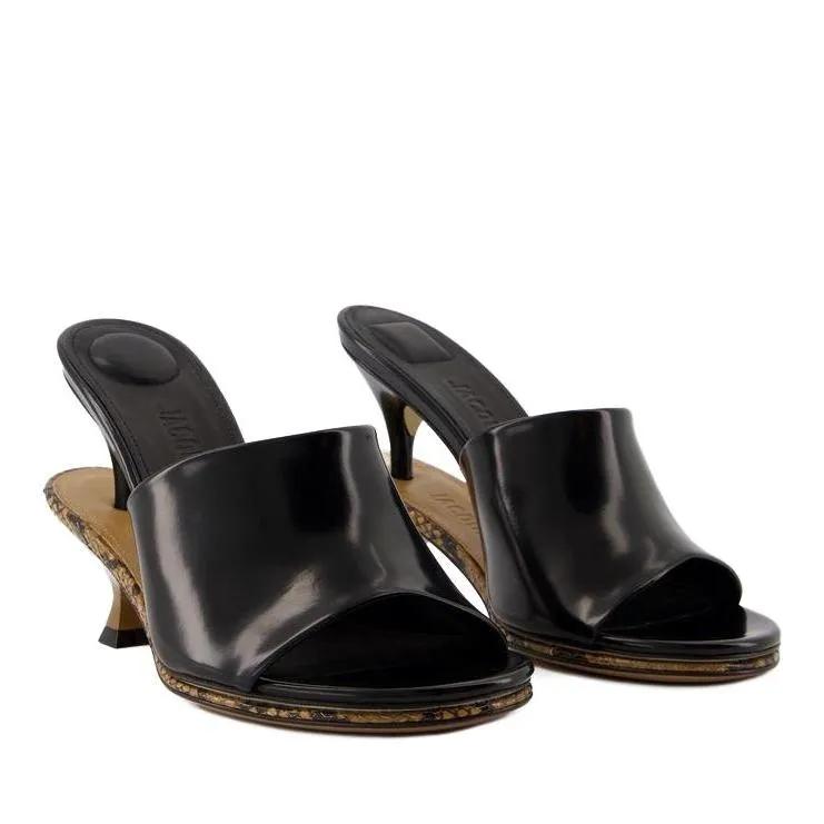 Jacquemus Sandalen & Sandaletten - Les Doubles Mules Sandals - Leather - Black - Gr. 36 (EU) - in Schwarz - für Damen