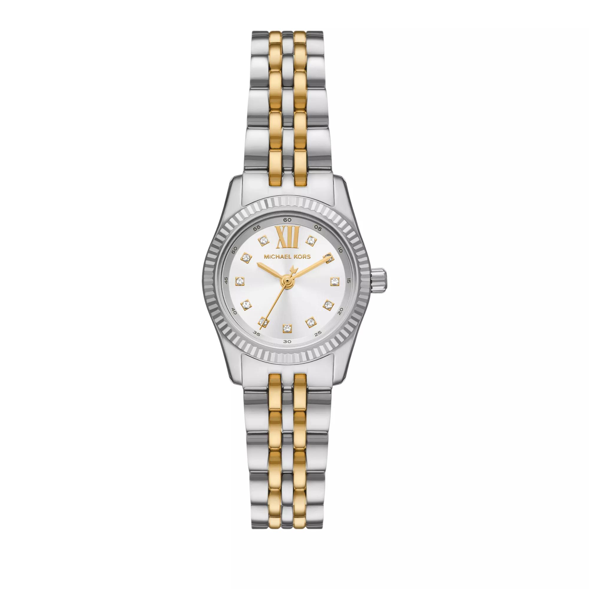 Michael Kors Lexington Three Hand Stainless Steel Watch Two Tone Quarz Uhr