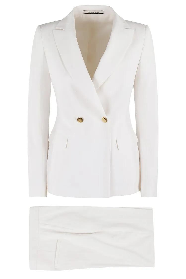 Thumbnail - Tagliatore - Double-Breasted Blazer And Straight-Leg Trousers S - Größe 42 - weiß