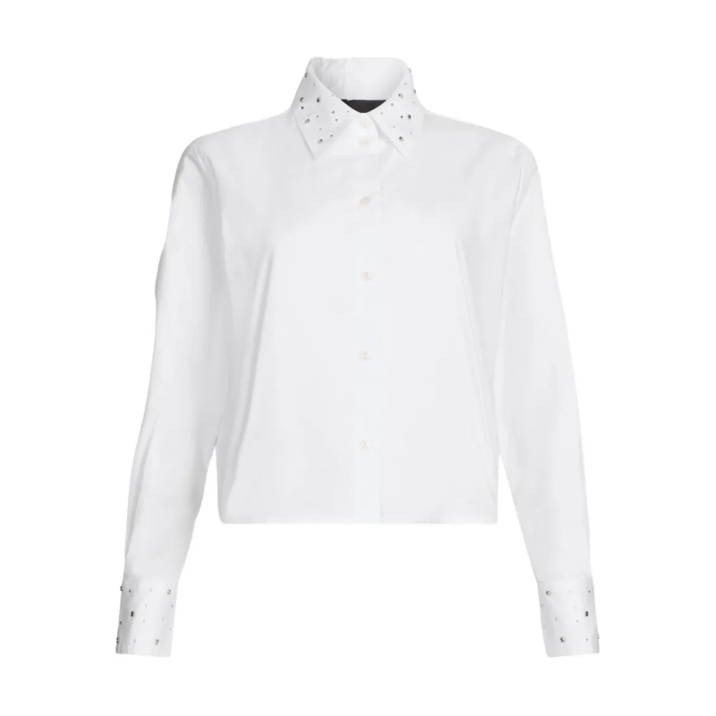 LIU JO Overhemd Cropped White Shirt With Classic Collar White