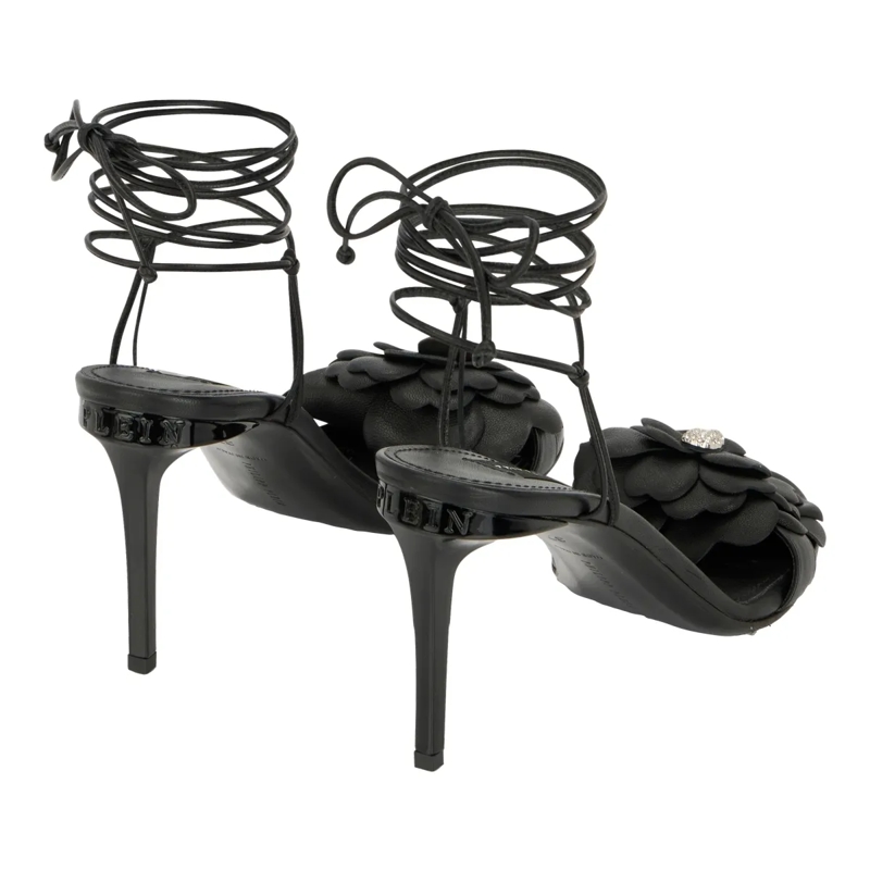 Philipp Plein Riemchensandalen Lace-Up High Heels Sandals Flower 9 schwarz(Image 3)
