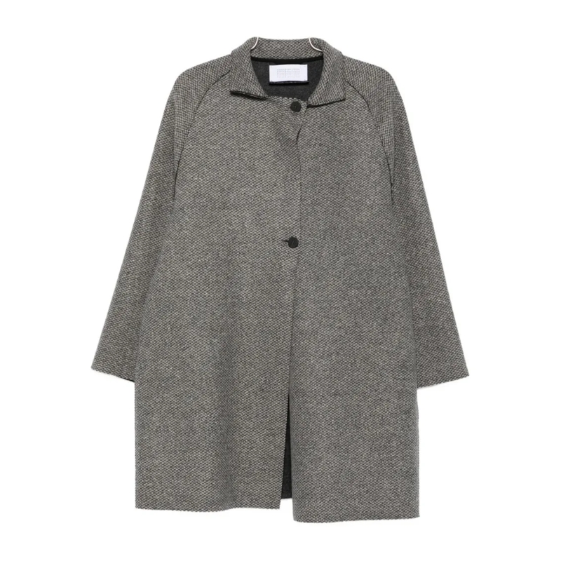 Harris Wharf Manteau de transition Textured Wool-Cashmere Blend Coat With High Collar Grey