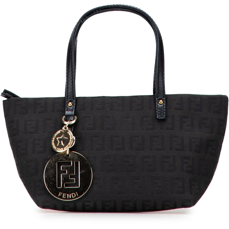 Fendi Fourre-tout Mini Zucchino Canvas Handbag schwarz