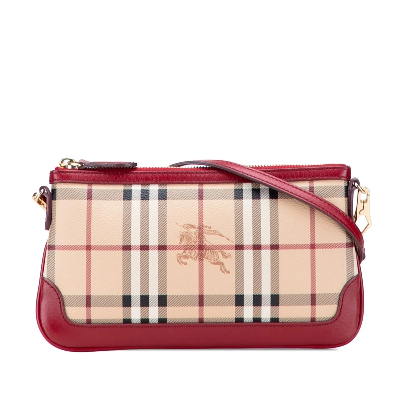Burberry Sac à bandoulière Haymarket Check Coated Canvas Peyton Crossbody braun