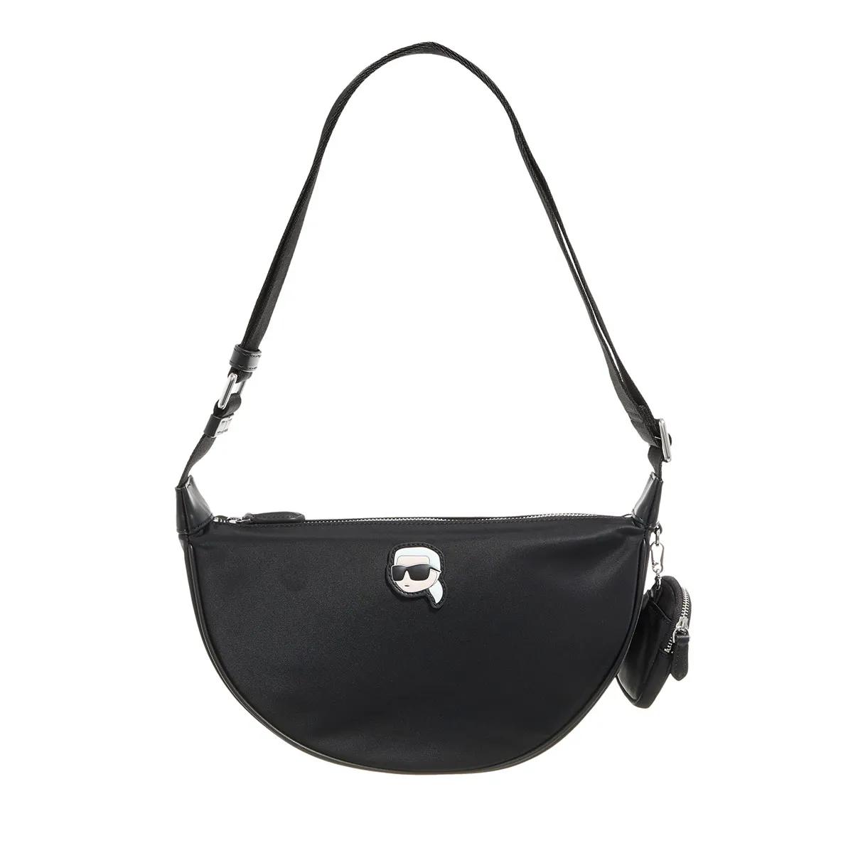 Karl Lagerfeld Crossbody Bags - Ikon Nylon Sm Half Moon Sb - Gr. unisize - in Schwarz - für Damen - aus Nylon & Nylon & Textil