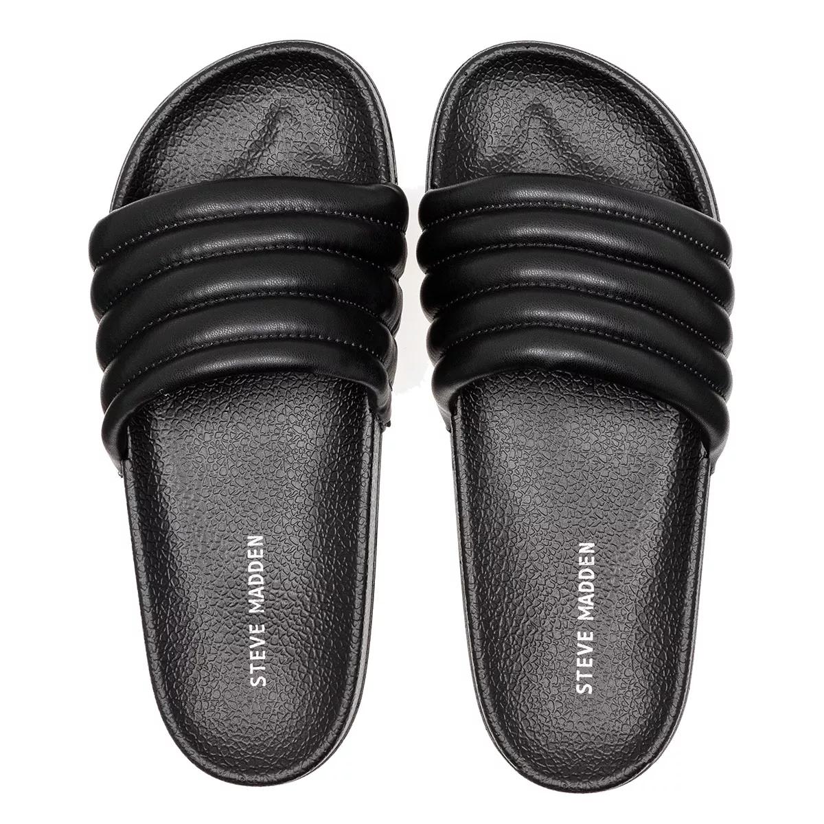 Steve madden black hot sale slide sandals