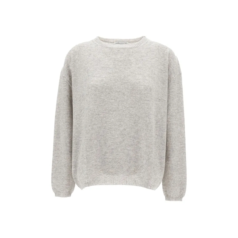 STEFANO MORTARI Trui Classic Knit Sweater In Soft Grey Tone Grey