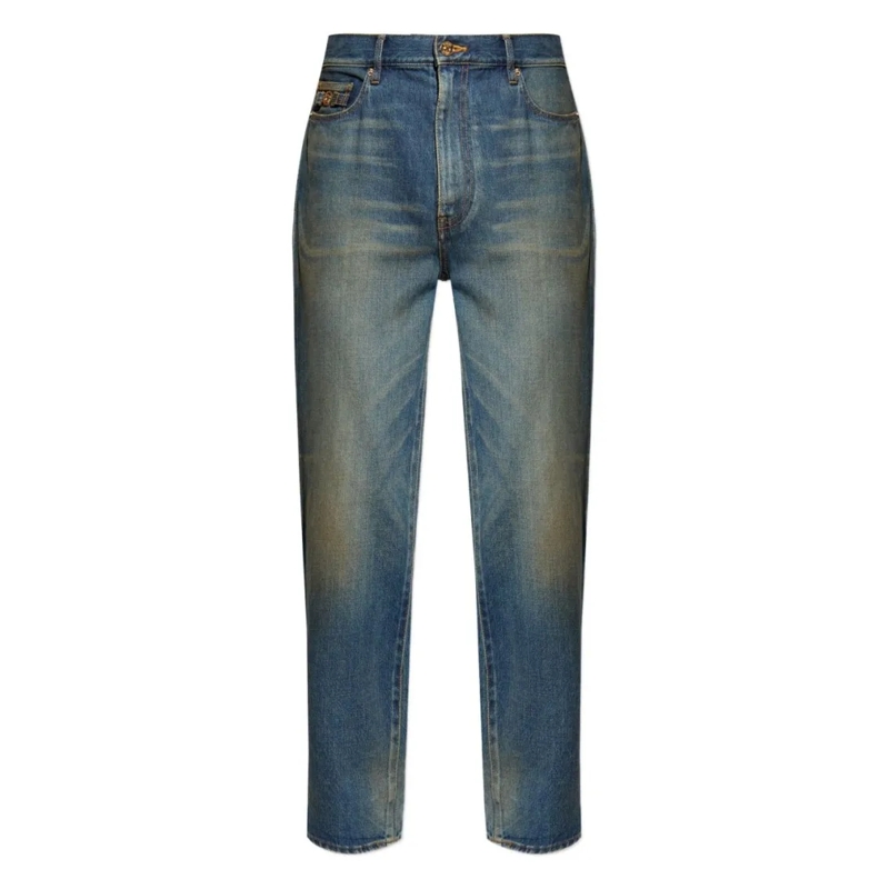 Versace Jeans Stonewashed Denim Jeans With Pencil Fit Blue