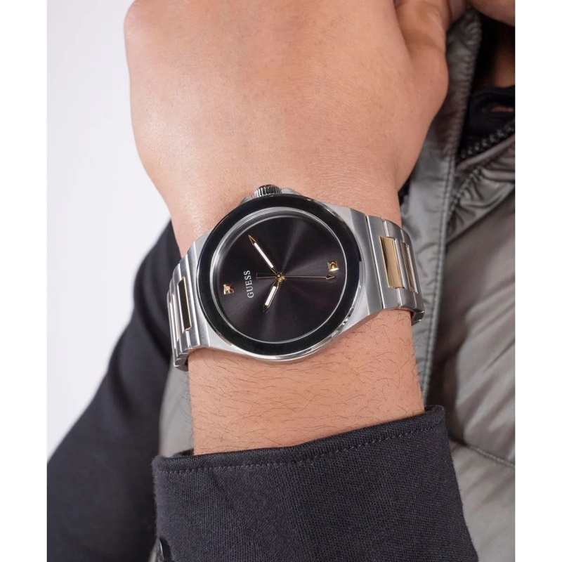 Guess Quarzuhr Quarz-Analoguhr Vinyl silber(Image 5)