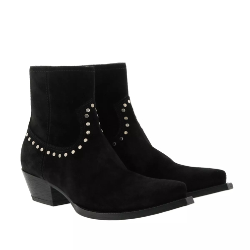 Saint Laurent Lukas Studded Boots Leather Black Ankle Boot