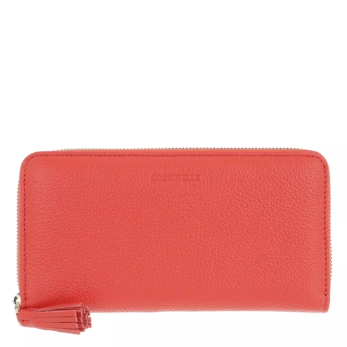 Coccinelle Tresor Wallet Coral Red Portemonnaie mit Zip-Around-Reißverschluss