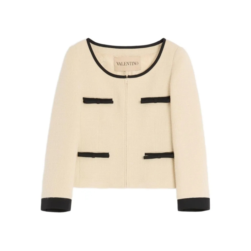 Valentino Garavani Overgangsjas Plain Wool Tweed Jacket Neutrals