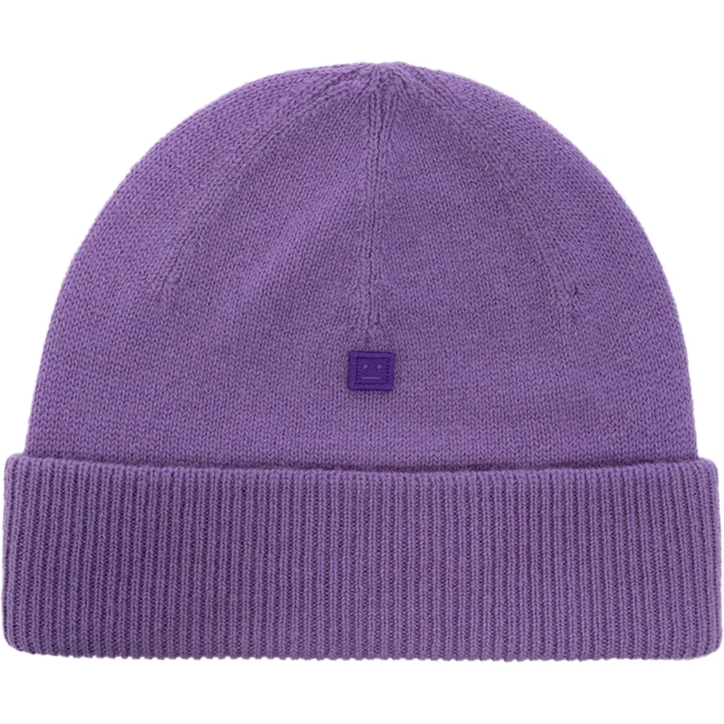 Acne Studios Mütze Kana Face Logo Wool Beanie lila