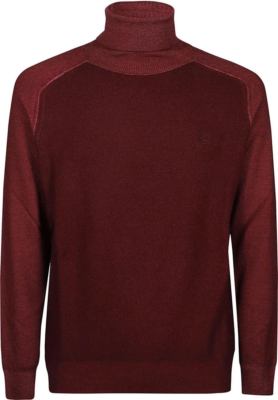 Thumbnail - Etro - Raglan Sleeves Turtle Neck Sweater Red - Größe L - rot