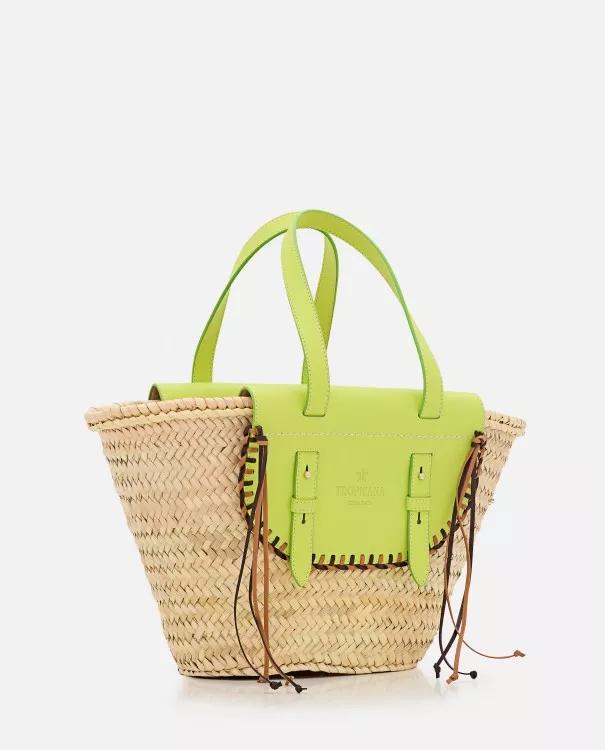 Cuba Lab Shoppers & Totes Tropicana Straw And Leather Tote Bag in geel