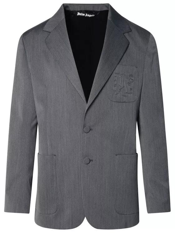 Palm Angels - Grey Virgin Wool Blend Blazer - Größe 48 - gray