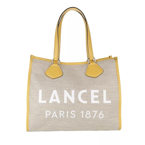 Lancel Summer Jute Canvas And Smooth Leather Tote Large Natural/Sun Borsa da shopping