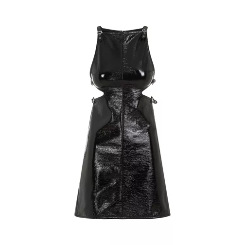 Courrèges  Slash Buckle Vinyl Black Cotton Dress Black