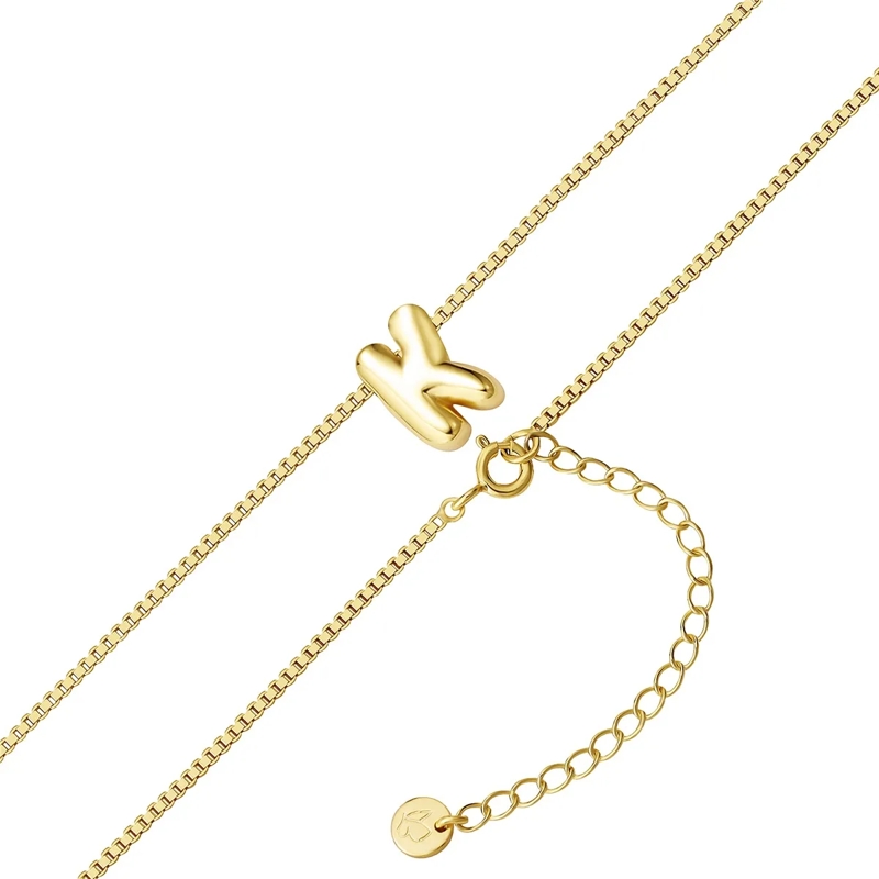 Glanzstücke München Mittellange Halskette Sterling Silber Halskette Buchstabe K gold(Image 3)