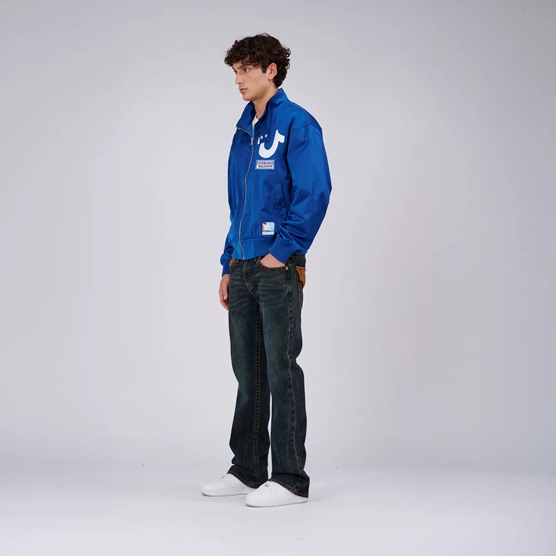 True Religion Bomberjacke Bomberjacke REPEAT- Lässiger Schnitt- Satin-Mat blau(Image 3)