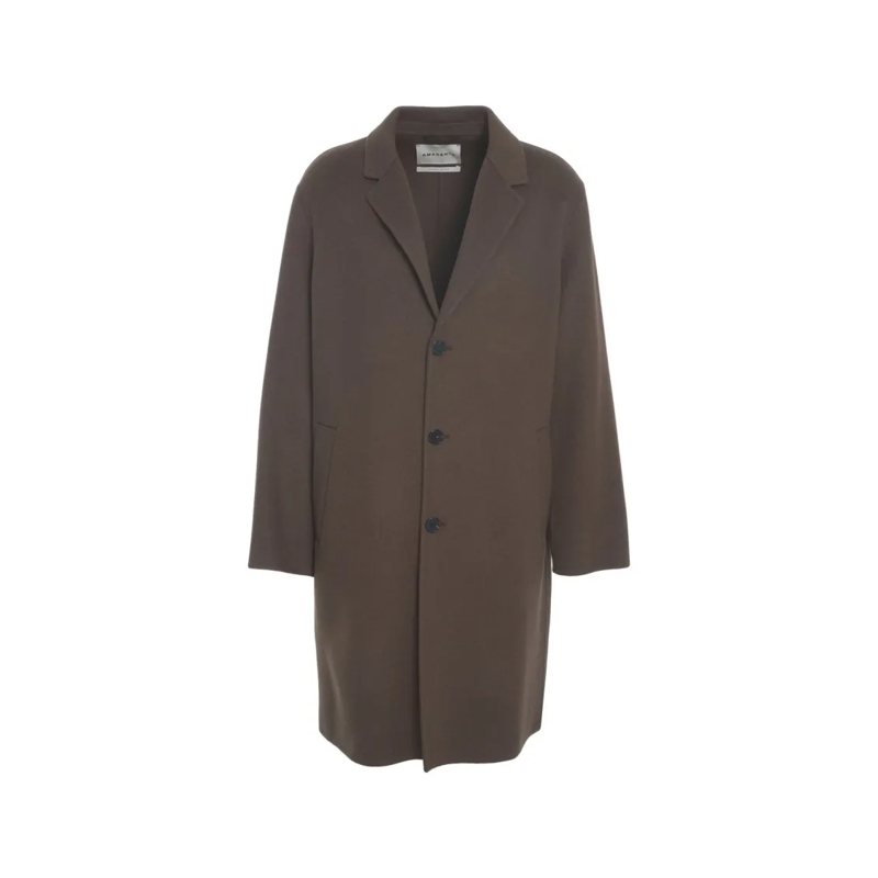 Amaranto  Amaranth Cashmere Blend Long Coat With Shawl Colla Grey