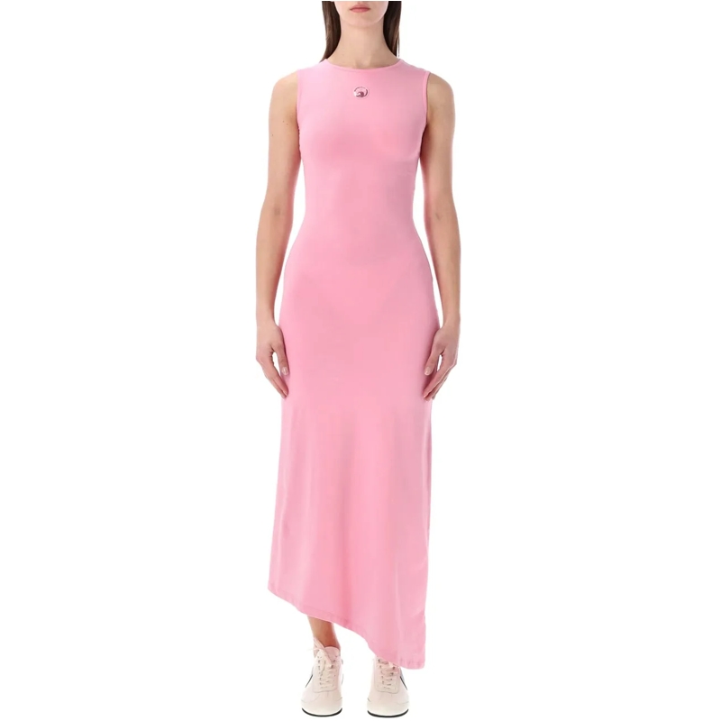 Marine Serre Robe longue Midi Dress Moon Pearl Rosa rose