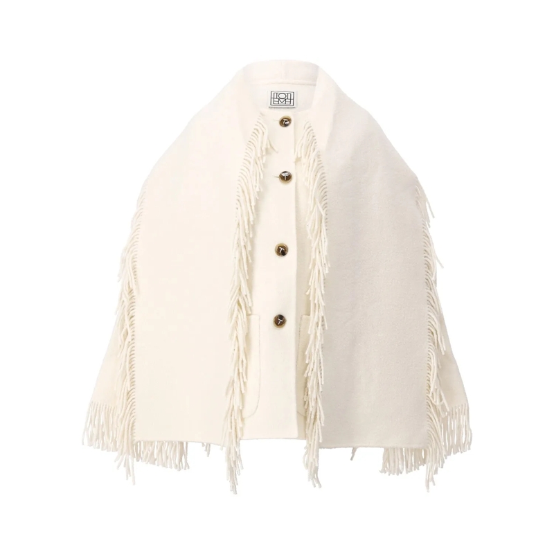 TOTEME Blazer Wolljacke mit Schal Weiß