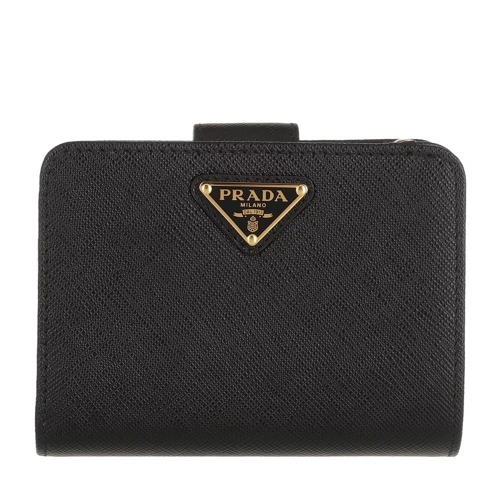 Prada Fold Wallet Leather Black Flap Wallet