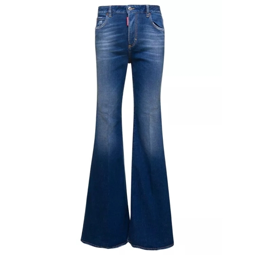 Dsquared2 Blue Denim Flared Jeans In Cotton Blue Utställda jeans