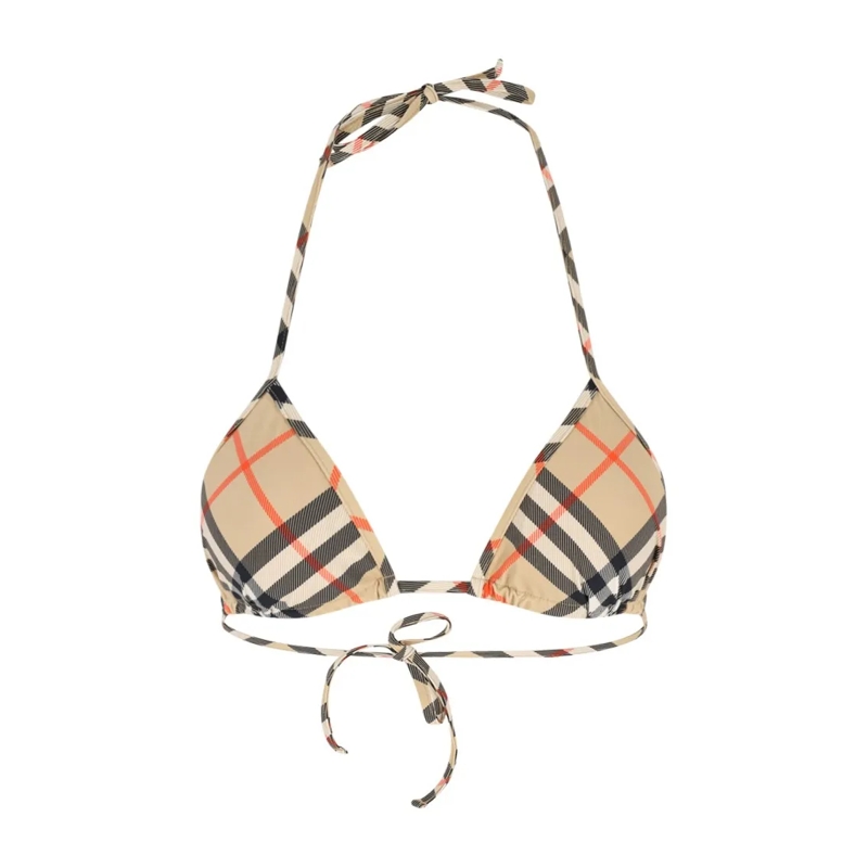 Burberry  "Check" Costume Top In Beige Stretch Fabric Neutrals