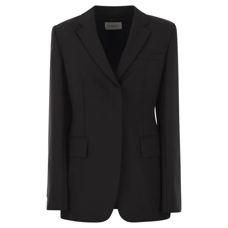 Sportmax Blazer Refined Black Stretch Wool Blazer With Tailored Si Black